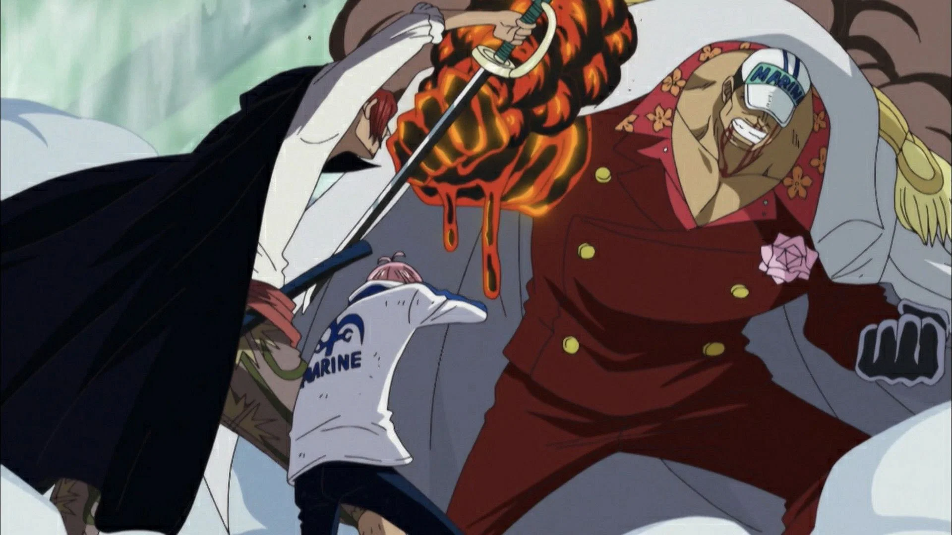 Шанкс спасает Коби, аниме One Piece