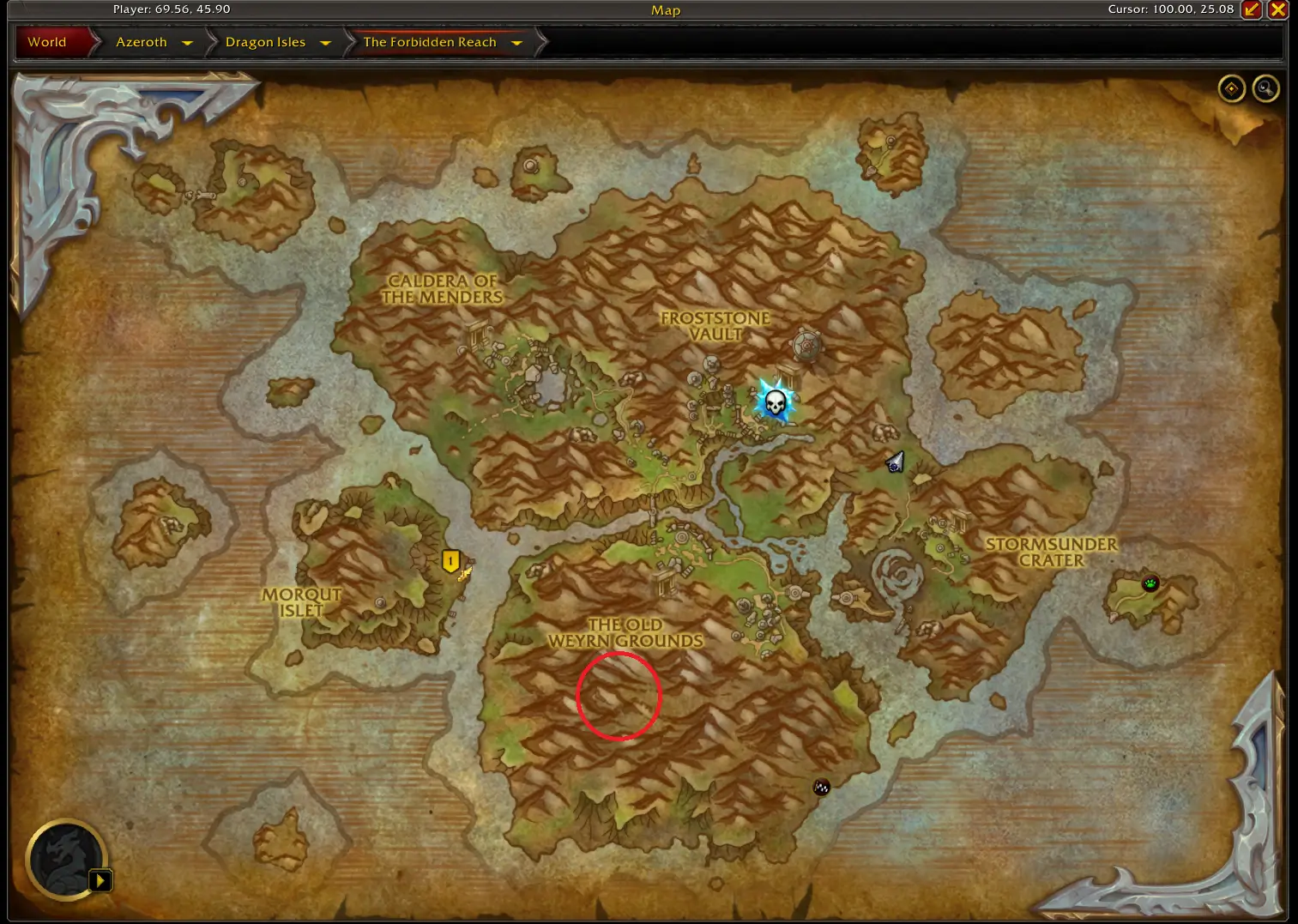 Место Сундука Бури на карте world of warcraft wow (1)