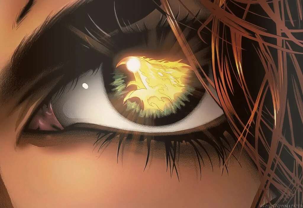 Аниме девушка с горящими глазами 12