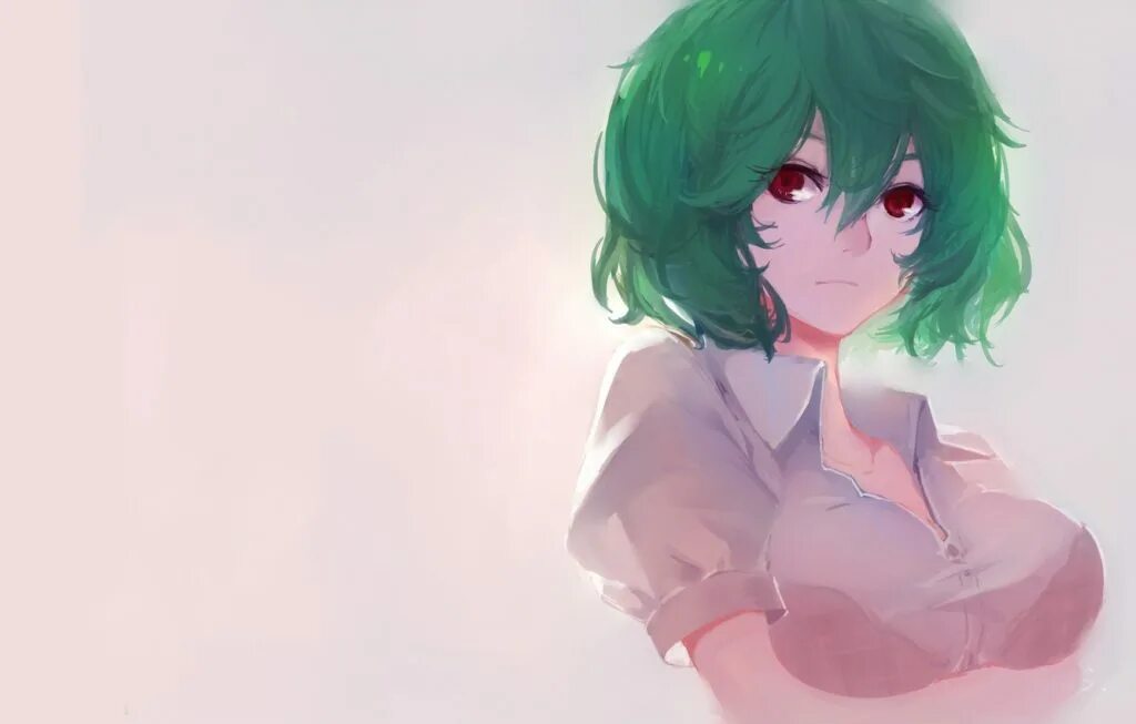 Аниме девушка с короткими зелеными волосами 1