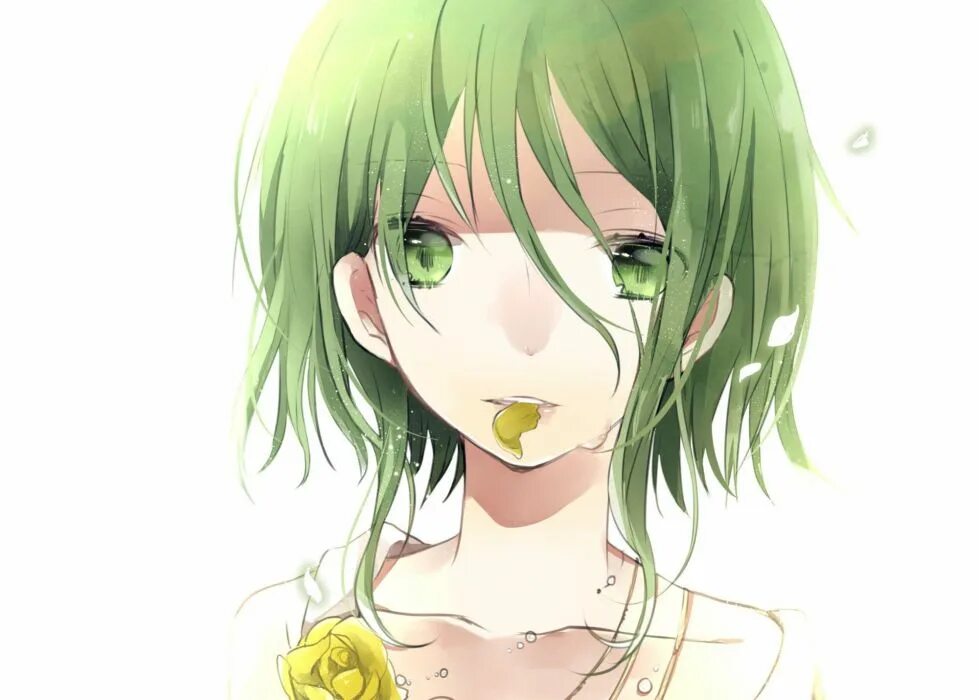 Аниме девушка с короткими зелеными волосами 5