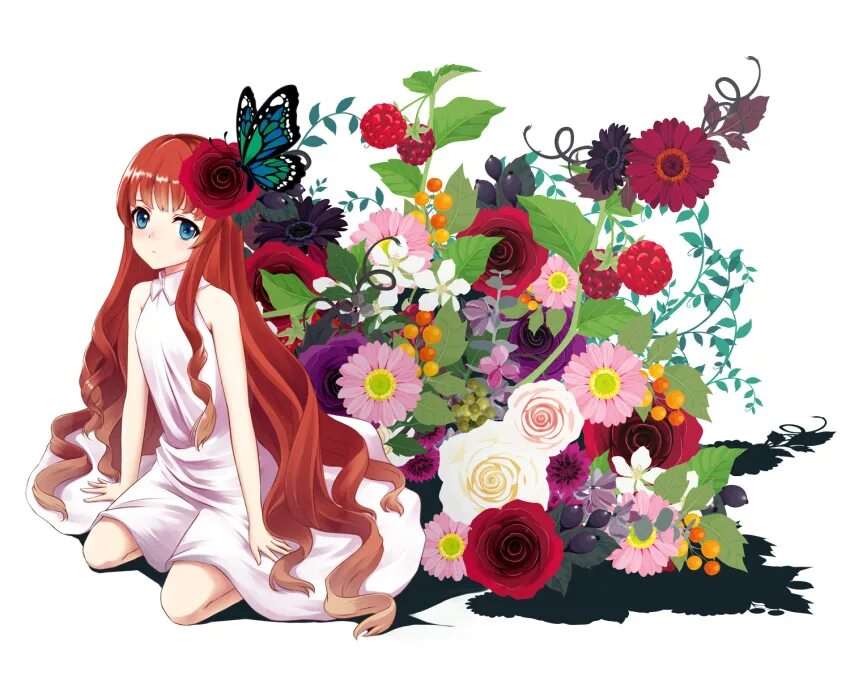 Аниме девушка цветы 6