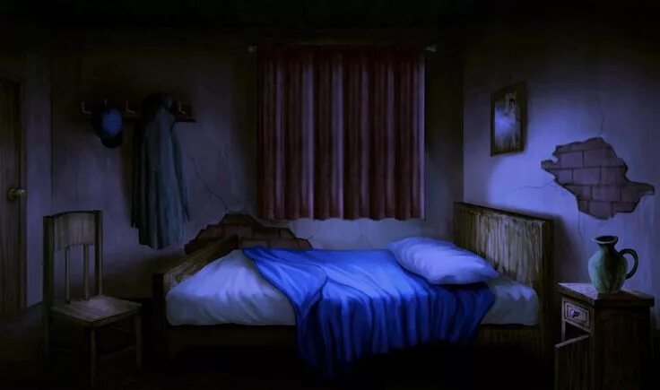 Аниме комната спальня ночью 21