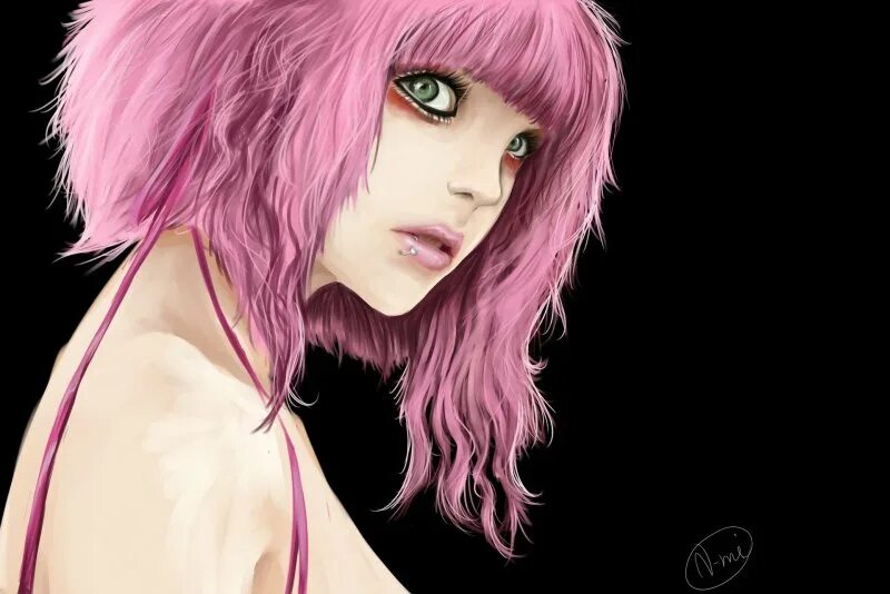 Арты девушек с розовыми волосами 12