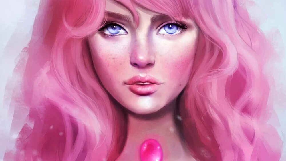 Арты девушек с розовыми волосами 19