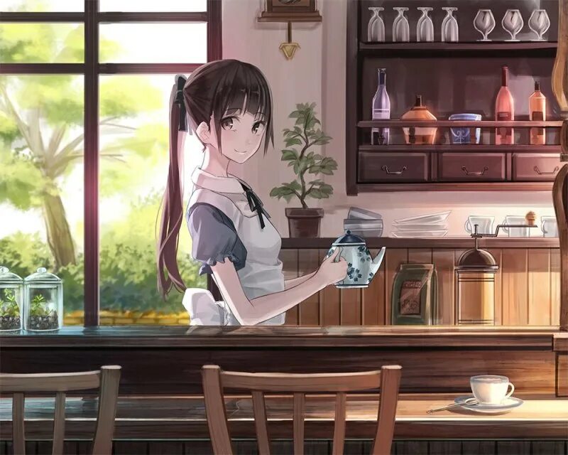 Девушка в кафе арт 14