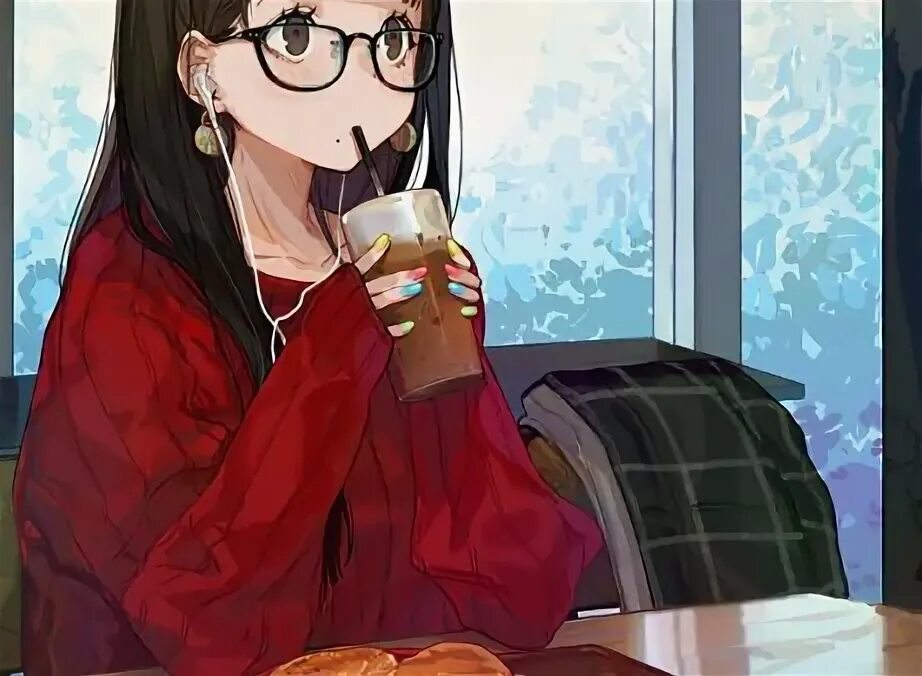 Девушка в кафе арт 17