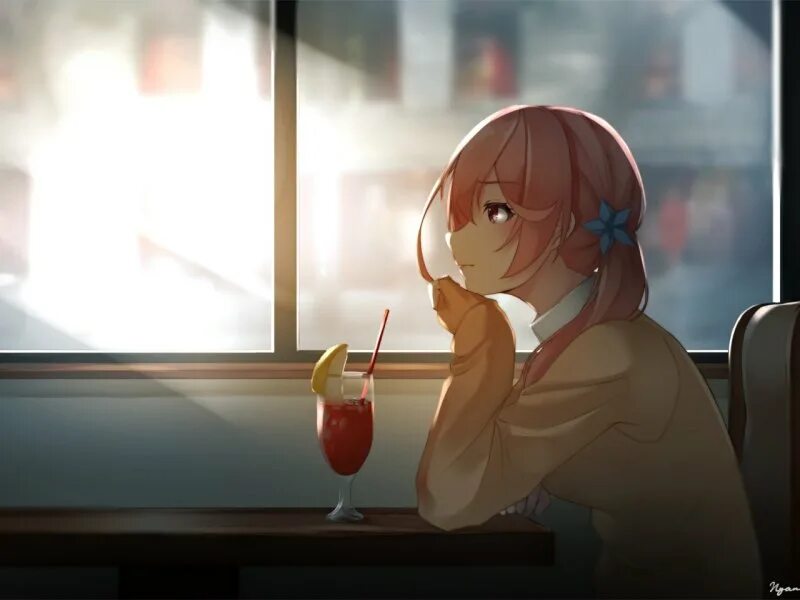 Девушка в кафе арт 5