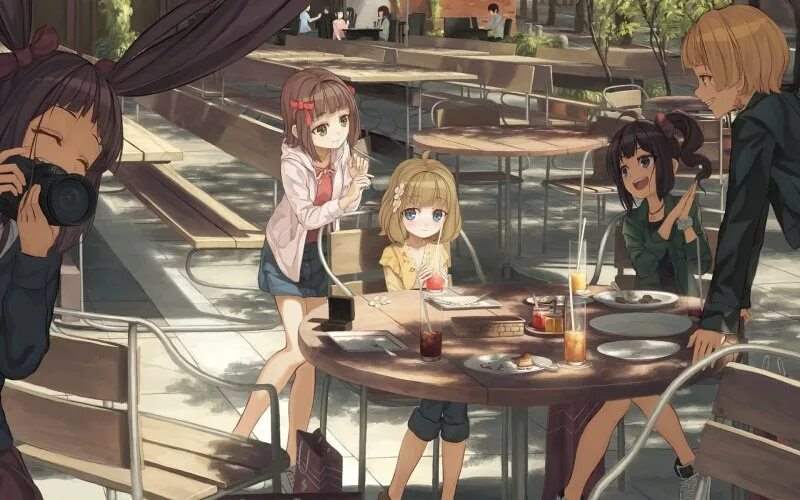 Девушка в кафе арт 8
