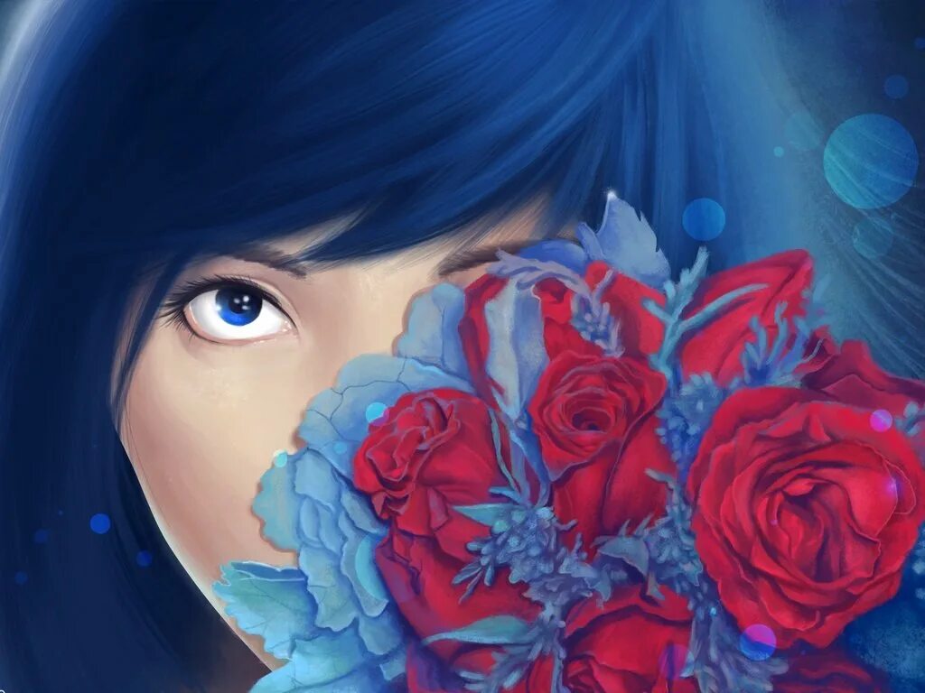 Синие цветы арт 9